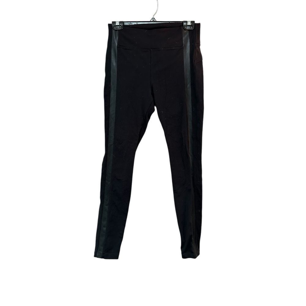 Athleta leggings with vegan leather side stripe